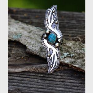 Sterling and Turquoise Antler Ring